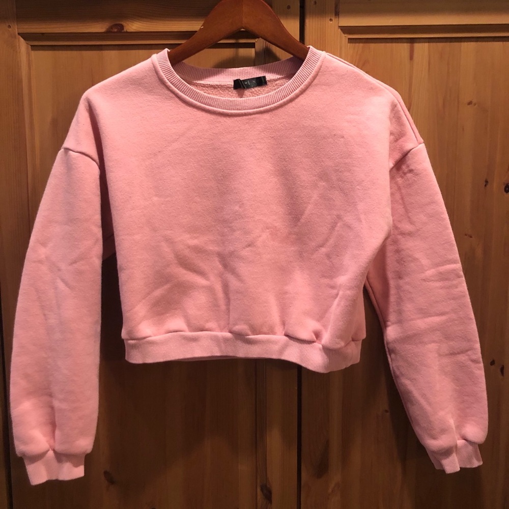 PINK SHEIN CROPPED CREWNECK